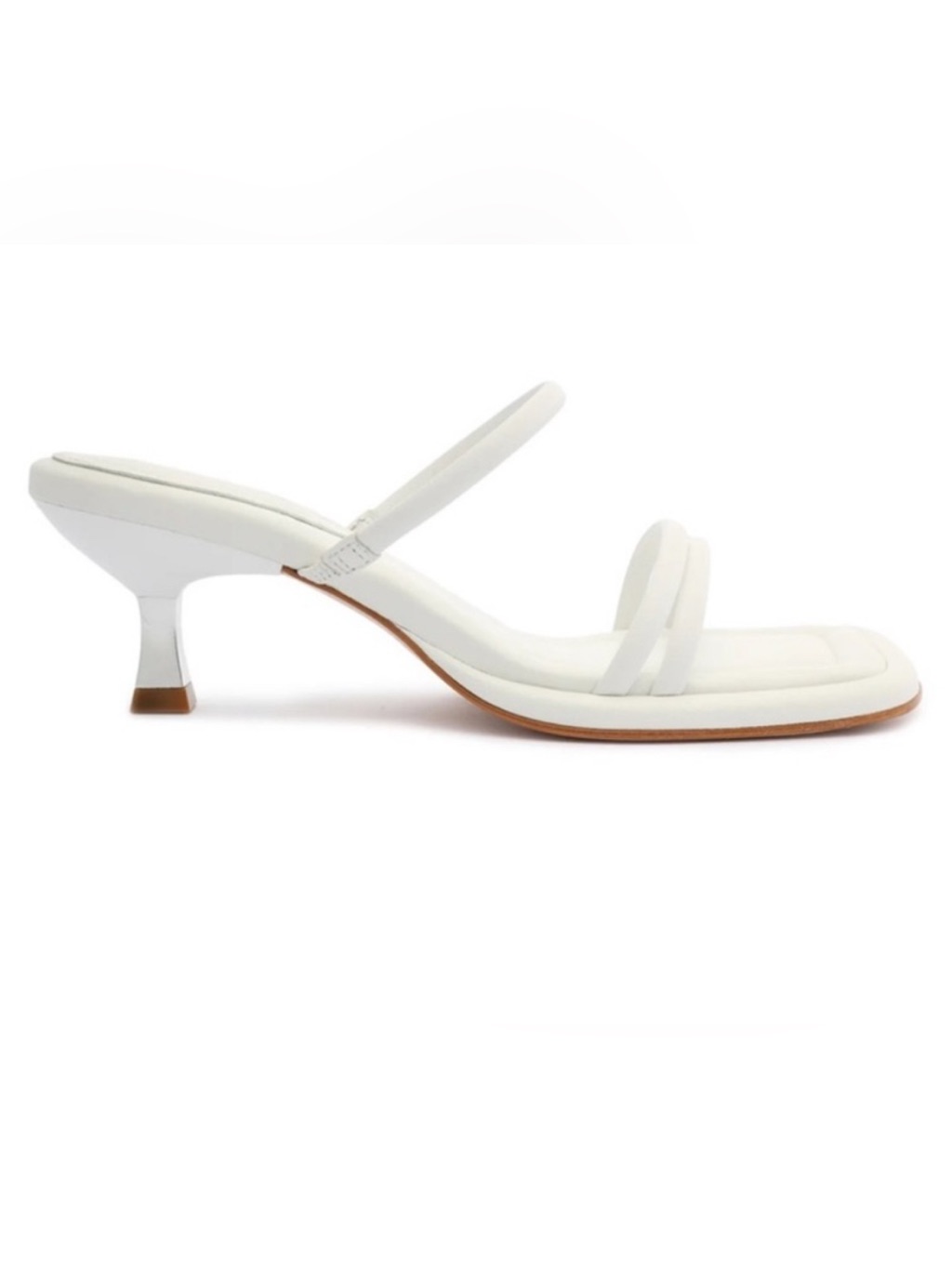 New Schutz Agatha Mid White Strappy Square Toe Kitten Heel Size 8.5